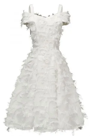 A-line Spaghetti Straps Cap Sleeves Knee-length Homecoming Dress With Feathers