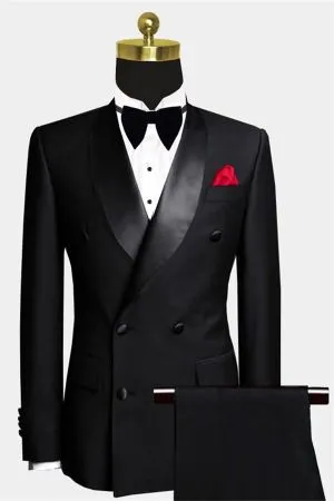 Black Double Breasted Wedding Tuxedo