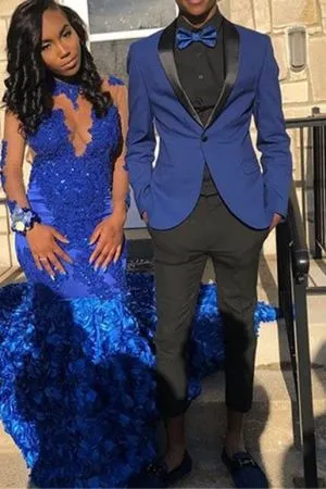 Royal Blue Shawl Lapel Prom Suits