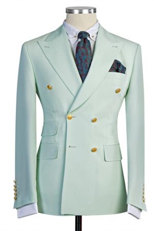 Peacock Double Breasted Bespoke Prom Men Suit with Peaked Lapel