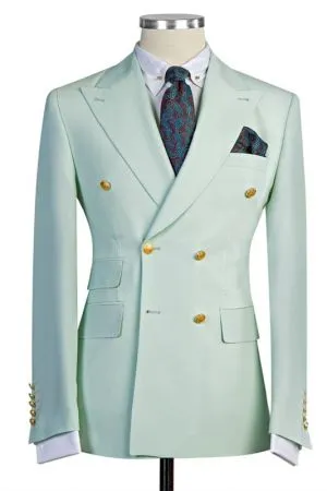 Peacock Double Breasted Bespoke Prom Men Suit with Peaked Lapel