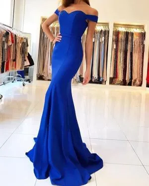 Mermaid Off-the-shoulder Sleeveless Evening Dress With Sweep / Brush Train