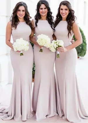 Mermaid Sleeveless Hi-Lo Bridesmaid Dress With Sweep / Brush Train