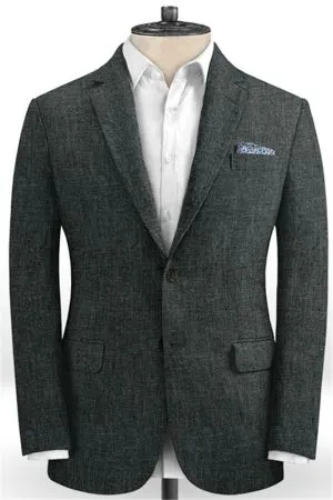 Dark Gray Linen Men Suits