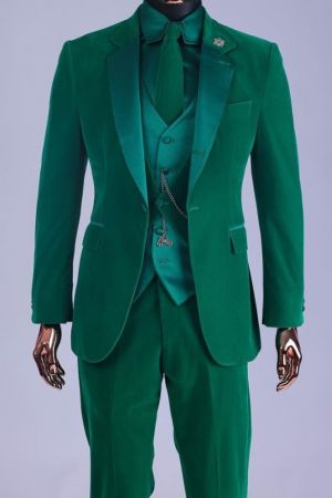 Green Three Pieces Men Suit for Prom with Notched Lapel