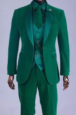 Emerald Green Velvet Tuxedo with Satin Peaked Lapels