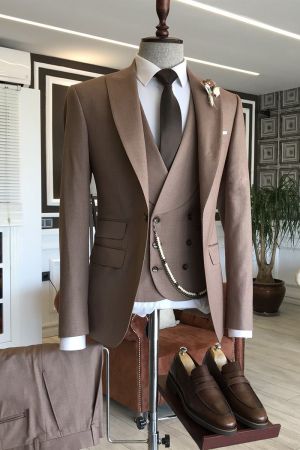 Brown Single Breasted Formal Menswear
