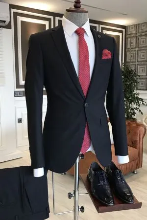 Black Slim Fit Formal Menswear with Notched Lapel