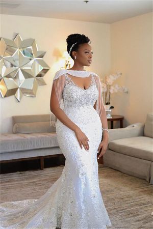Mermaid Off-the-shoulder Sleeveless Sweep / Brush Train Wedding Gown With Beading
