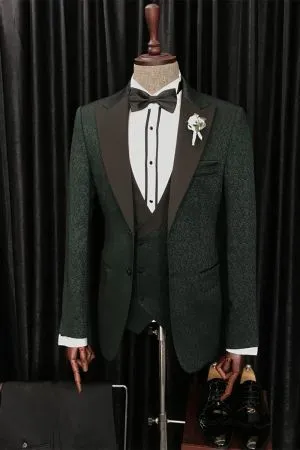 Dark Blue Jacquard Men Suit