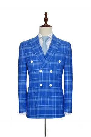 Blue Double Breasted Leisure Suits for Men