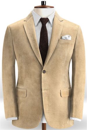 Khaki Corduroy Men Suits
