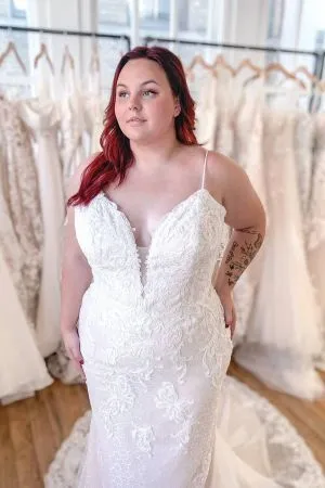 Mermaid Spaghetti Straps Sweetheart Neck Sleeveless Chapel Train Tulle Bridal Gown With Lace