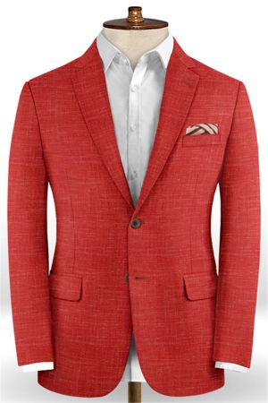 Summer Red Linen Men Suits