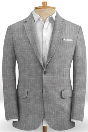 Grey Linen Wedding Men Suits