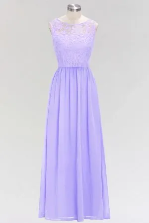 A-line Jewel Neck Sleeveless Floor-length Lace Bridesmaid Dress With Lace