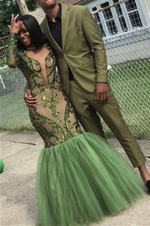 Lime Green Slim Fit Prom Suit