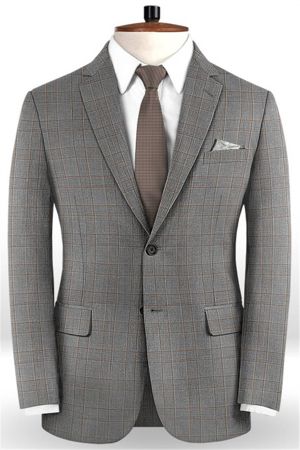 Bespoke Checker Two Pieces Tuxedo Online Men Suits