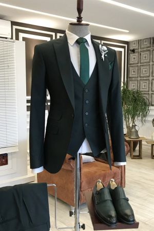Black Peaked Lapel Business Suit