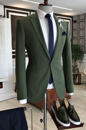 Dark Green Prom Suit with Notched Lapel