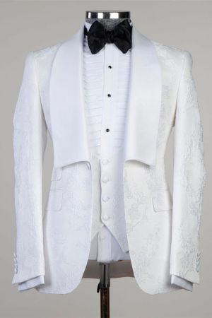 White Shawl Lapel Wedding Men Suit