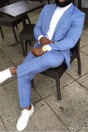 Philip Blue Peaked Lapel Slim Fit Suit