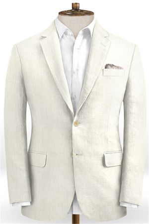 Ivory Linen Beach Wedding Suits