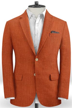 Orange Notched Lapel Men Suits