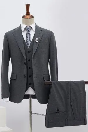 Dark Gray 3 Pieces Slim Fit Formal Menswear