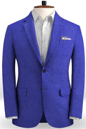 Royal Blue Linen Men Suits