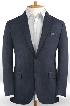 Dark Blue Tweed Men Suit