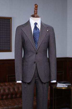 Coffee Notched Lapel Business Suit