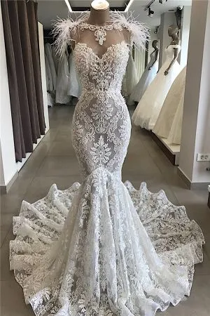 Mermaid Sleeveless Chapel Train Bridal Gown With Lace
