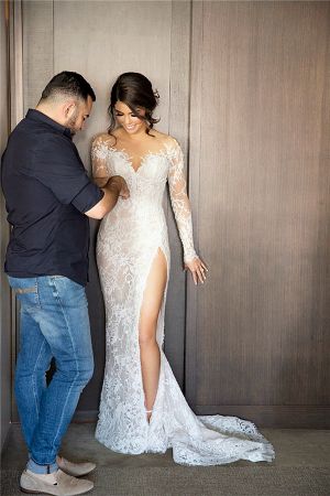 Column Scoop Neck Court Train Wedding Gown With Lace
