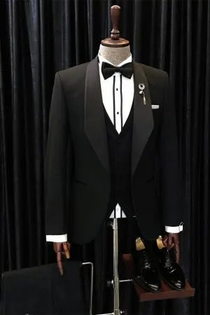 Black Shawl Lapel Wedding Men Suit