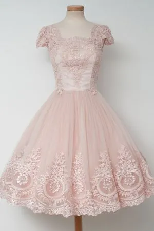 A-line Scoop Neck Mini Cocktail Party Dress With Lace