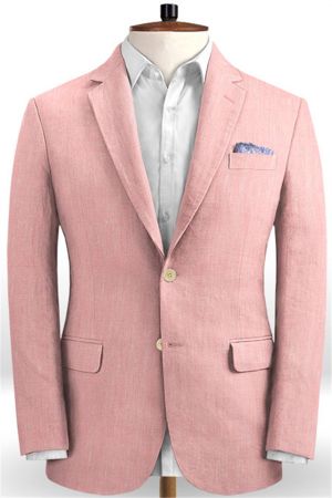 Candy Pink Linen Prom Suits