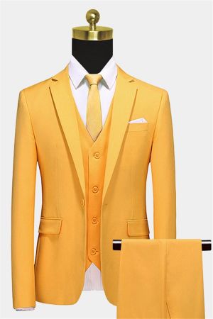 Gold Single Breasted Prom Suit with Notched Lapel