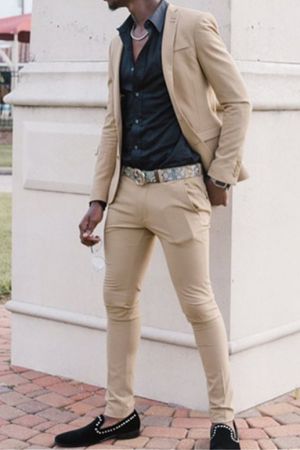 Khaki Slim Fit Men Suit