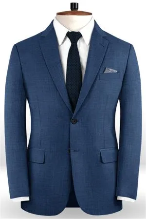 Navy Blue Two Pieces Men's Business Suit