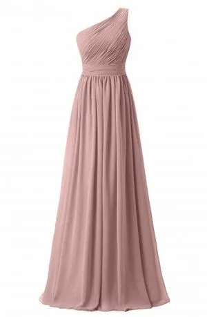 Sheath One Shoulder Sleeveless Floor-length Bridesmaid Dress With Ruffles
