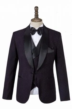 Black Shawl Lapel Three-Piece Wedding Tuxedo