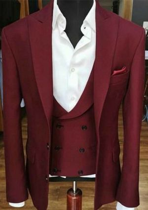 Ruby Peak Lapel Wedding Suit