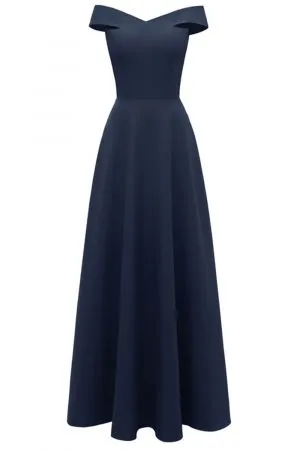 A-line Off-the-shoulder Sleeveless Floor-length Satin Chiffon Formal Dress