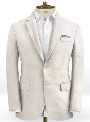 Ivory Slim Fit Linen Groom Suits