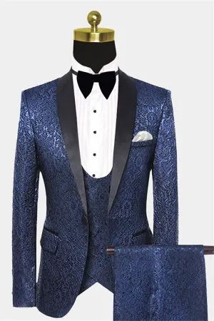 Navy Blue Damask Tuxedo