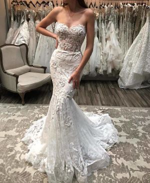 Mermaid Sweetheart Neck Sleeveless Floor-length Wedding Dress With Appliques