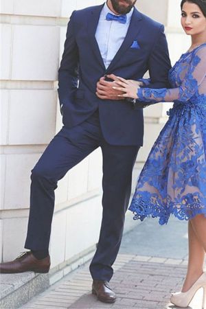 Dark Navy Notched Lapel Prom Suit