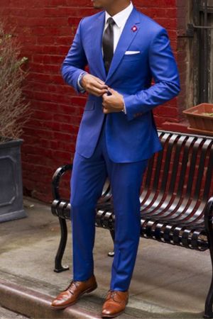 Royal Blue Notched Lapel Formal Suit