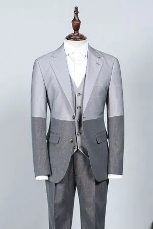 Gray Single Breasted Business Suit